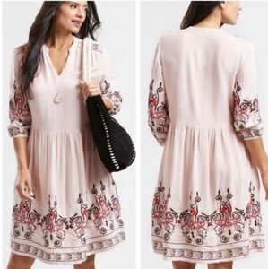 Nwt World market kara embroidered peasant dress in blush color.